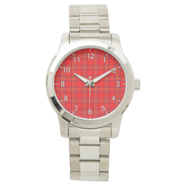 Classic Timeless Clan Burnett Modern Tartan Karier Armbanduhr (Vorderseite)
