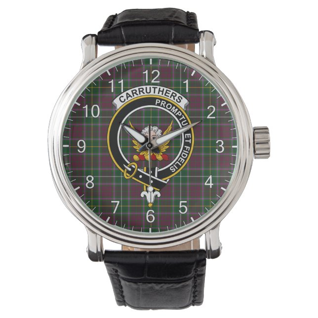 Classic Timeless Clan Carruthers Tartan Abzeichen  Armbanduhr (Vorderseite)