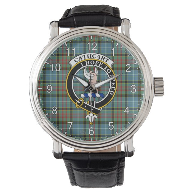 Classic Timeless Clan Cathcart Tartan Abzeichen Ka Armbanduhr (Vorderseite)