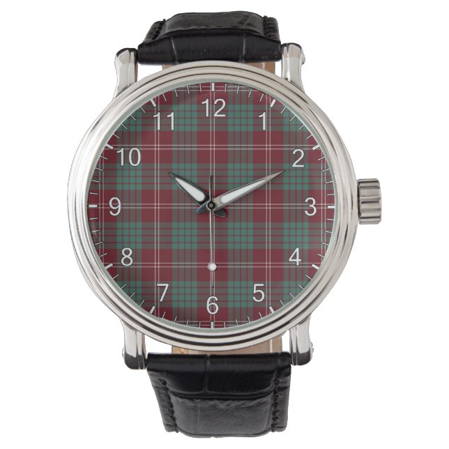 Classic Timeless Clan Crawford Tartan Kariertes Ge Armbanduhr (Vorderseite)