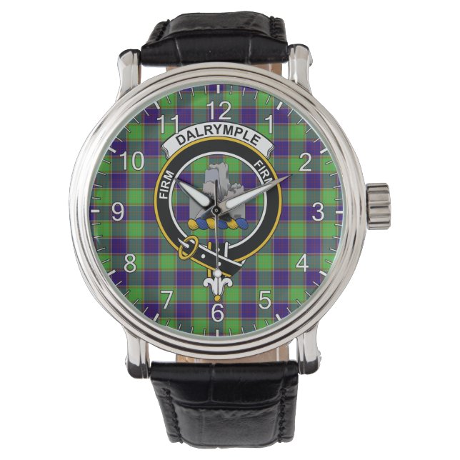 Classic Timeless Clan Dalrymple Tartan Abzeichen K Armbanduhr (Vorderseite)