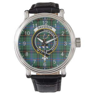 Classic Timeless Clan Davidson Ancient Tartan Badg Armbanduhr