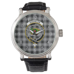 Classic Timeless Clan Douglas Gray Tartan Abzeiche Armbanduhr