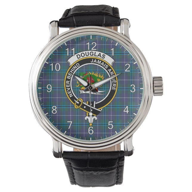 Classic Timeless Clan Douglas Tartan Abzeichen Kar Armbanduhr (Vorderseite)