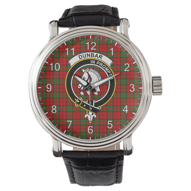 Classic Timeless Clan Dunbar Tartan Abzeichen Kari Armbanduhr (Vorderseite)