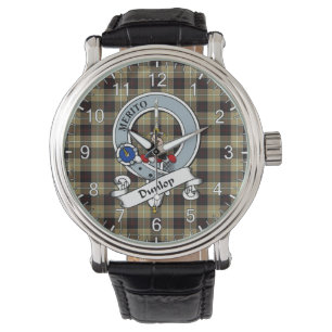Classic Timeless Clan Dunlop Jagd Abzeichen Tartan Armbanduhr