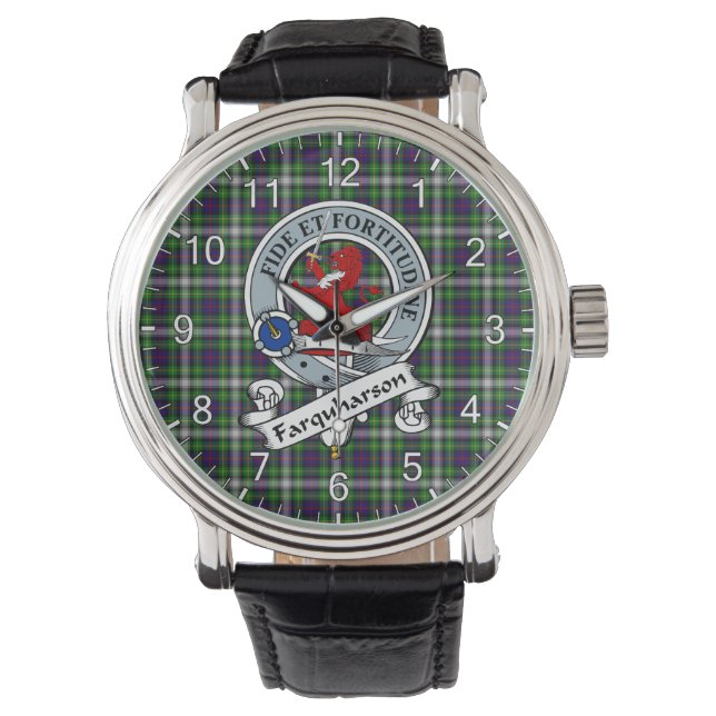Classic Timeless Clan Farquharson Abzeichen Tartan Armbanduhr (Vorderseite)