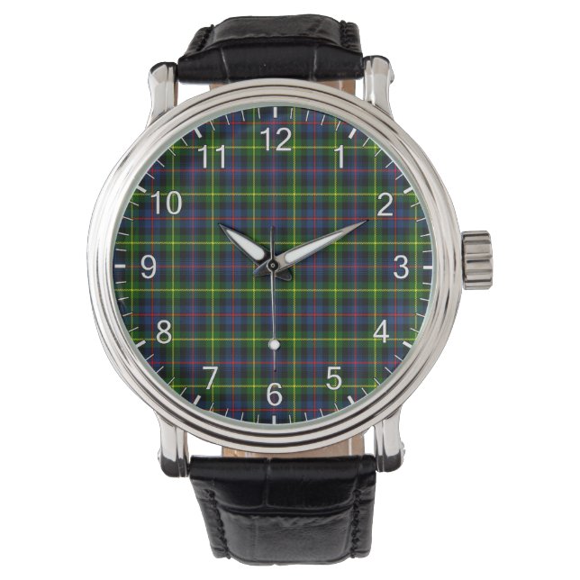 Classic Timeless Clan Farquharson Modern Tartan Armbanduhr (Vorderseite)
