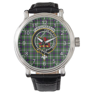 Classic Timeless Clan Farquharson Tartan Abzeichen Armbanduhr