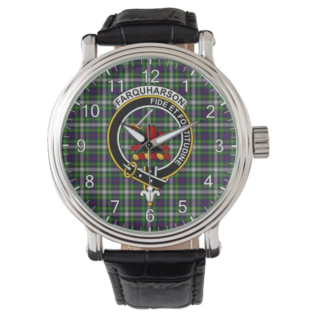 Classic Timeless Clan Farquharson Tartan Abzeichen Armbanduhr (Vorderseite)
