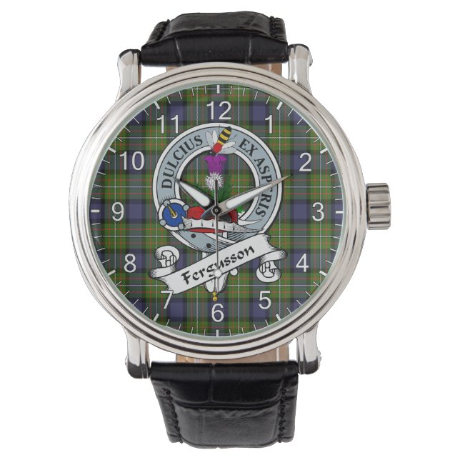 Classic Timeless Clan Ferguson Abzeichen Tartan Wa Armbanduhr (Vorderseite)