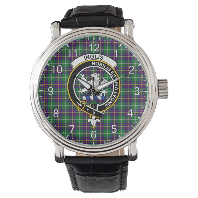 Classic Timeless Clan Inglis Modern Tartan Abzeich Armbanduhr (Vorderseite)