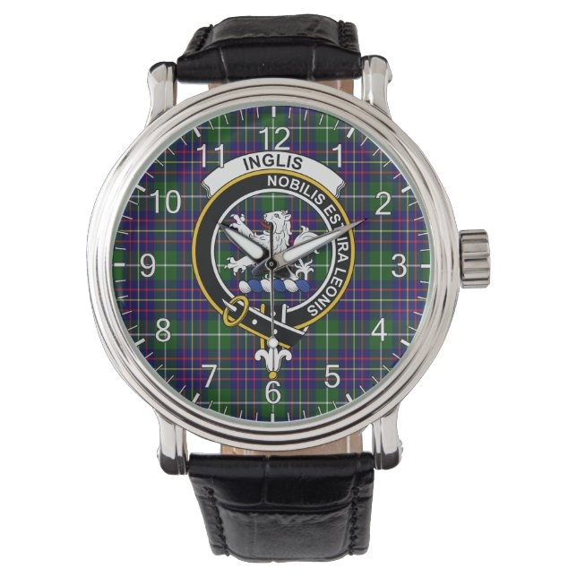 Classic Timeless Clan Inglis Tartan Abzeichen Kari Armbanduhr (Vorderseite)