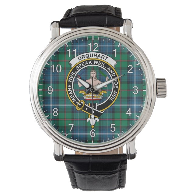 Classic Timeless Clan Urquhart Ancient Tartan Badg Armbanduhr (Vorderseite)