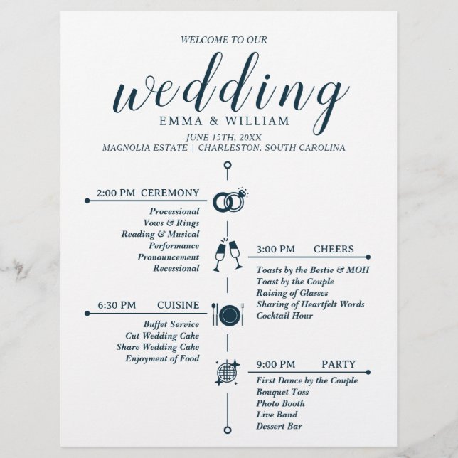 Classic Timeline Wedding Program (Vorderseite)