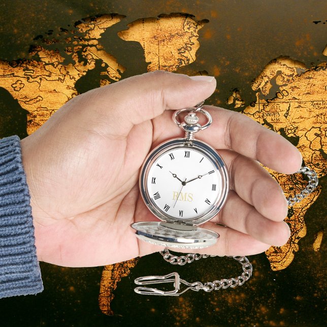 Classic Timepiece Gold Monogram Silver Pocket Armbanduhr (Classic Timepiece Gold Monogram Silver Pocket Watch)