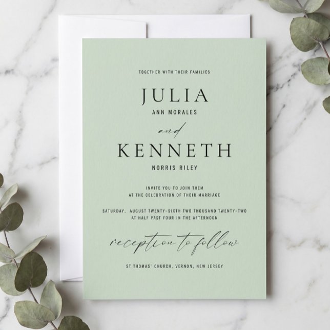 Classic Traditional Sage Green Wedding Einladung (Von Creator hochgeladen)