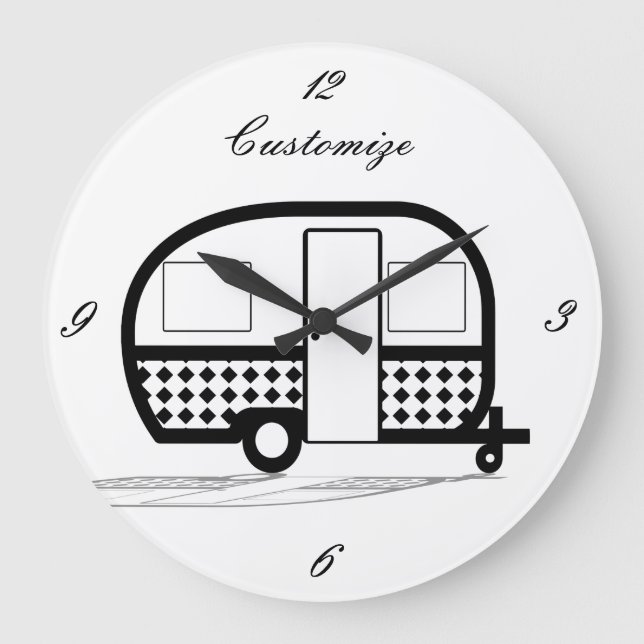 Classic Trailer Caravan Thunder_Cove Große Wanduhr (Vorderseite)