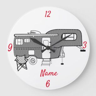 Classic Trailer Caravan Thunder_Cove Große Wanduhr
