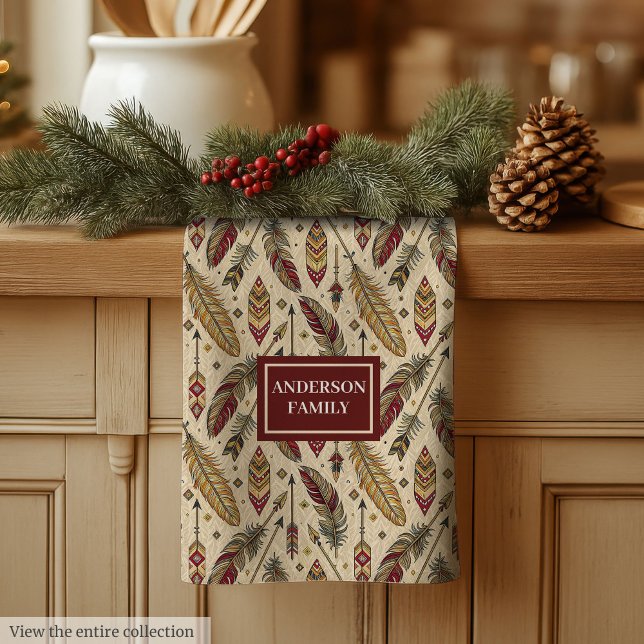 Classic Tribal Towel Personalized Feathers Accent Geschirrtuch (Classic Tribal Towel Personalized Feathers Accent)