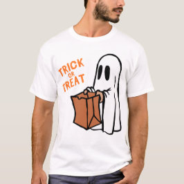 Classic Trick or Treat Ghost Cartoon Graphic T-Shirt