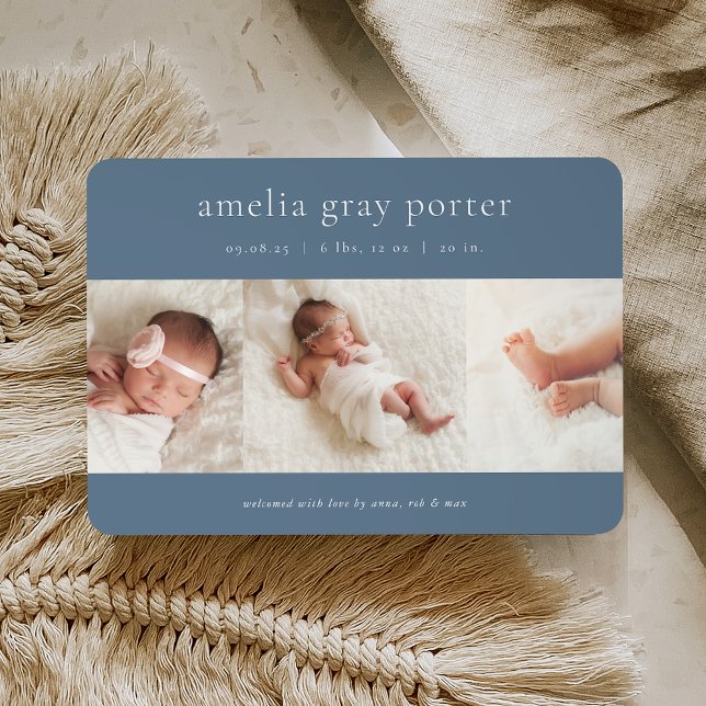 Classic Trio | Foto Collage Birth Ankündigung (Von Creator hochgeladen)