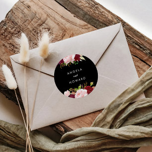Classic Tropical Black Wedding Umschlag Aufkleber