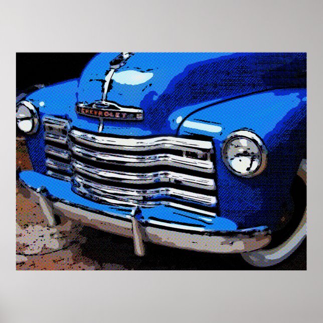 Classic Truck Art Print, Old Blue Chevy Truck Poster (Vorne)