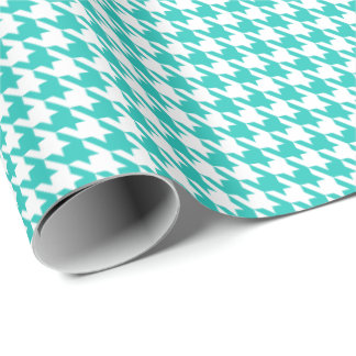 Classic Turquoise and White Houndstooth Pattern Geschenkpapier