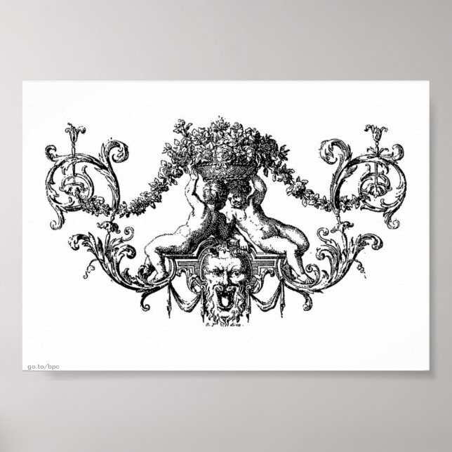 Classic Two Cherubs mit Ivy und Blume Poster (Vorne)