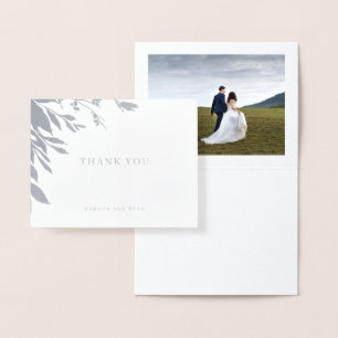 Classic Typografy Wedding Foto Danke Silver  Folienkarte