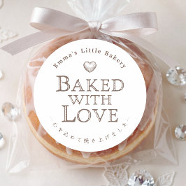 Classic Typography Baked with Love Runder Aufkleber