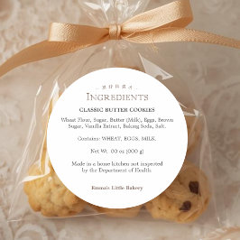 Classic Typography Bakery Ingredient Product Runder Aufkleber