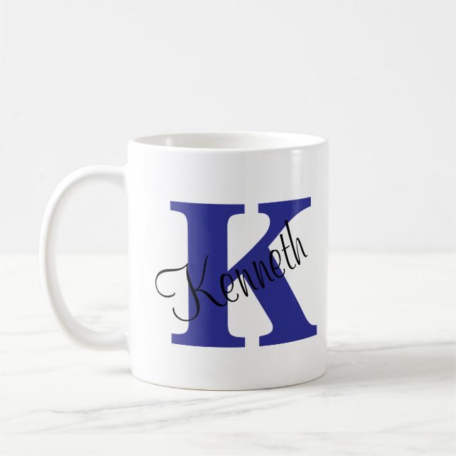 Classic und Elegant Initials und Name Navy Blue Kaffeetasse (Links)