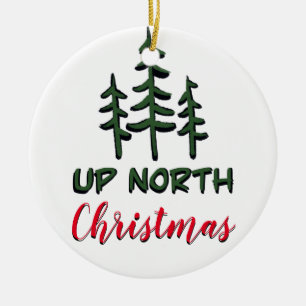 Classic Up North Christmas rustikale Evergreens Keramik Ornament