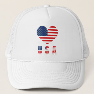 Classic USA Heart Flag Trucker Hut mit Mesh Back Truckerkappe
