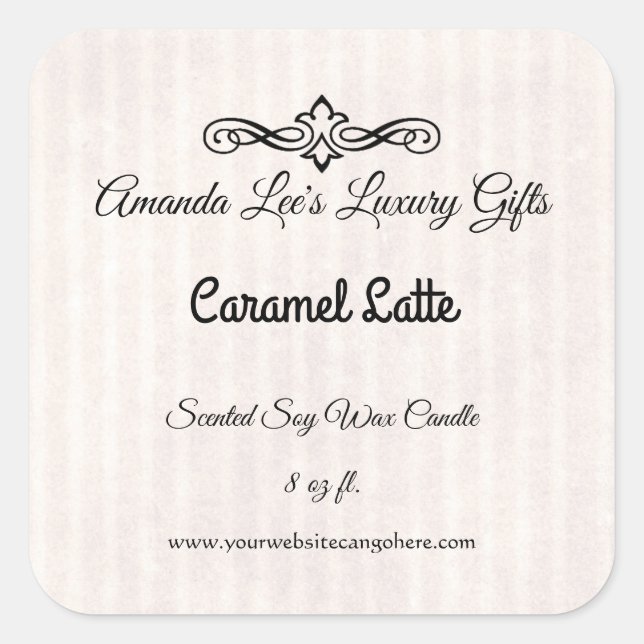 Classic Vellum Custom Scentle Candle Label Quadratischer Aufkleber (Vorderseite)