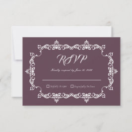 Classic Velvet Purple Ornately Framed Wedding RSVP Karte