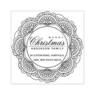 CLASSIC VERZIERT CUSTOM MERRY CHRISTMAS ADRESSE GUMMISTEMPEL