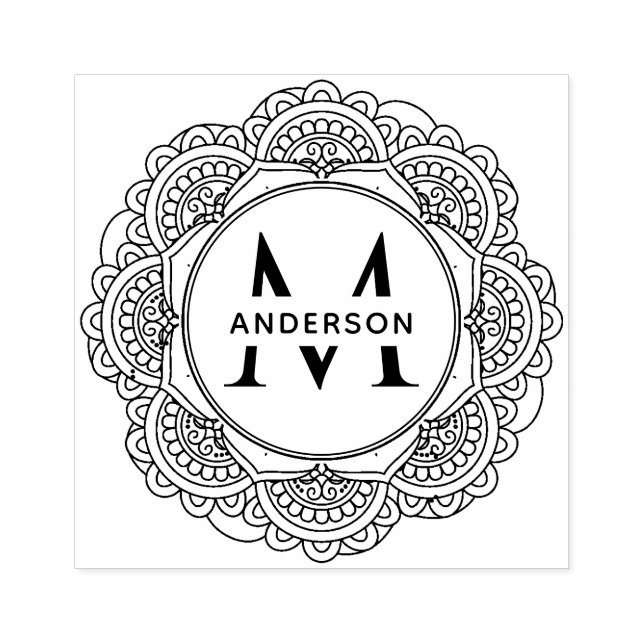 CLASSIC VERZIERT MANDALA CUSTOM MONOGRAM FAMILIENN GUMMISTEMPEL (Prägung)