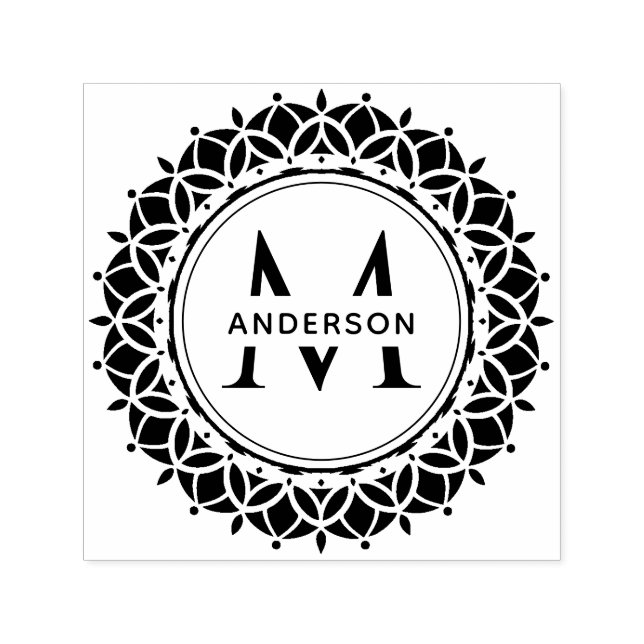 CLASSIC VERZIERT MANDALA CUSTOM MONOGRAM FAMILIENN PERMASTEMPEL (Design)