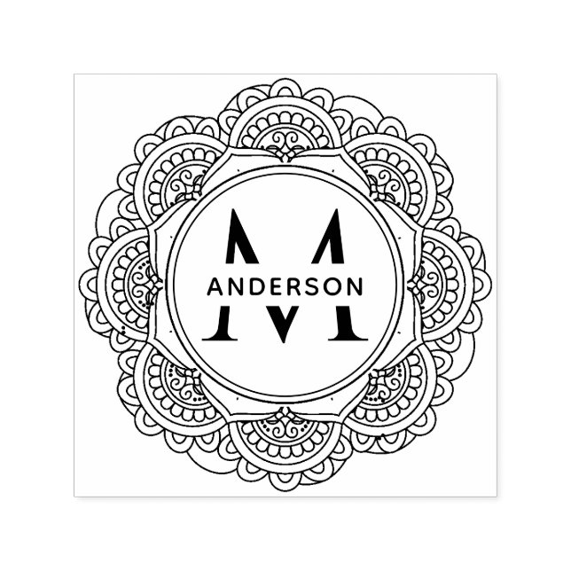 CLASSIC VERZIERT MANDALA CUSTOM MONOGRAM FAMILIENN PERMASTEMPEL (Design)