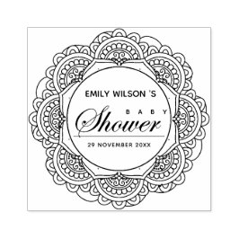 CLASSIC VERZIERT MANDALA CUSTOM SCRIPT BABY SHOWER GUMMISTEMPEL
