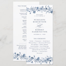 Classic Victorian Blue French Garden Chic Wedding Programm