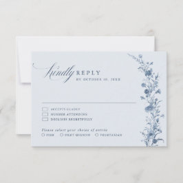 Classic Victorian Blue French Garden Chic Wedding RSVP Karte