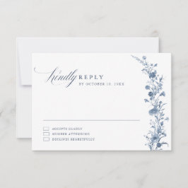 Classic Victorian Blue French Garden Chic Wedding RSVP Karte
