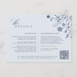 Classic Victorian Blue French QR Code Wedding Begleitkarte