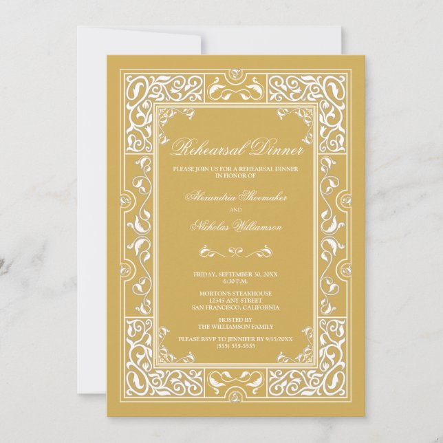 Classic Vignette Probe Dinner Invite (Gold) Einladung (Vorderseite)