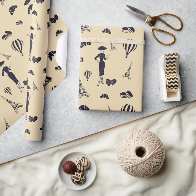 Classic Vintag 50" Mode Wrapping Paper Geschenkpapier (Kunsthandwerk)