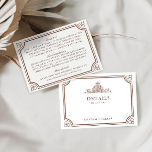 Classic Vintag Brown & Ecru Wedding Details Begleitkarte